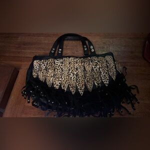 Leopard Print Black Tote Bag